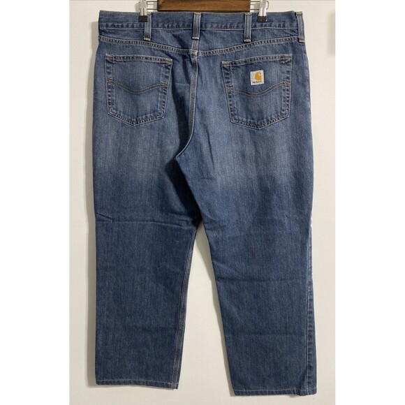 Carhartt Jeans Men's 38x32 Blue Relaxed Fit Straight Leg Mid Rise Zip Fly B18 - Picture 2 of 13